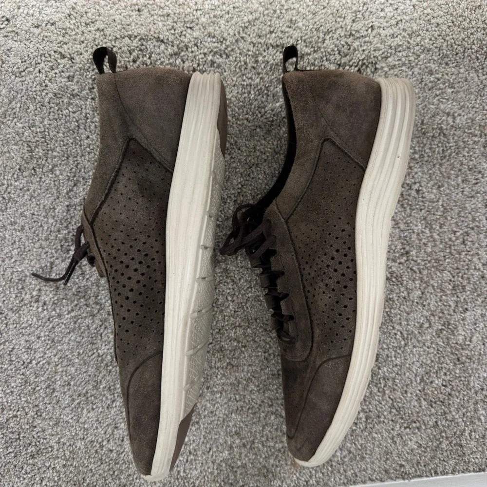 Cole Haan Grand OS Mens 12M Brown Suede Perforated Low Top Sneakers Comfort Prep